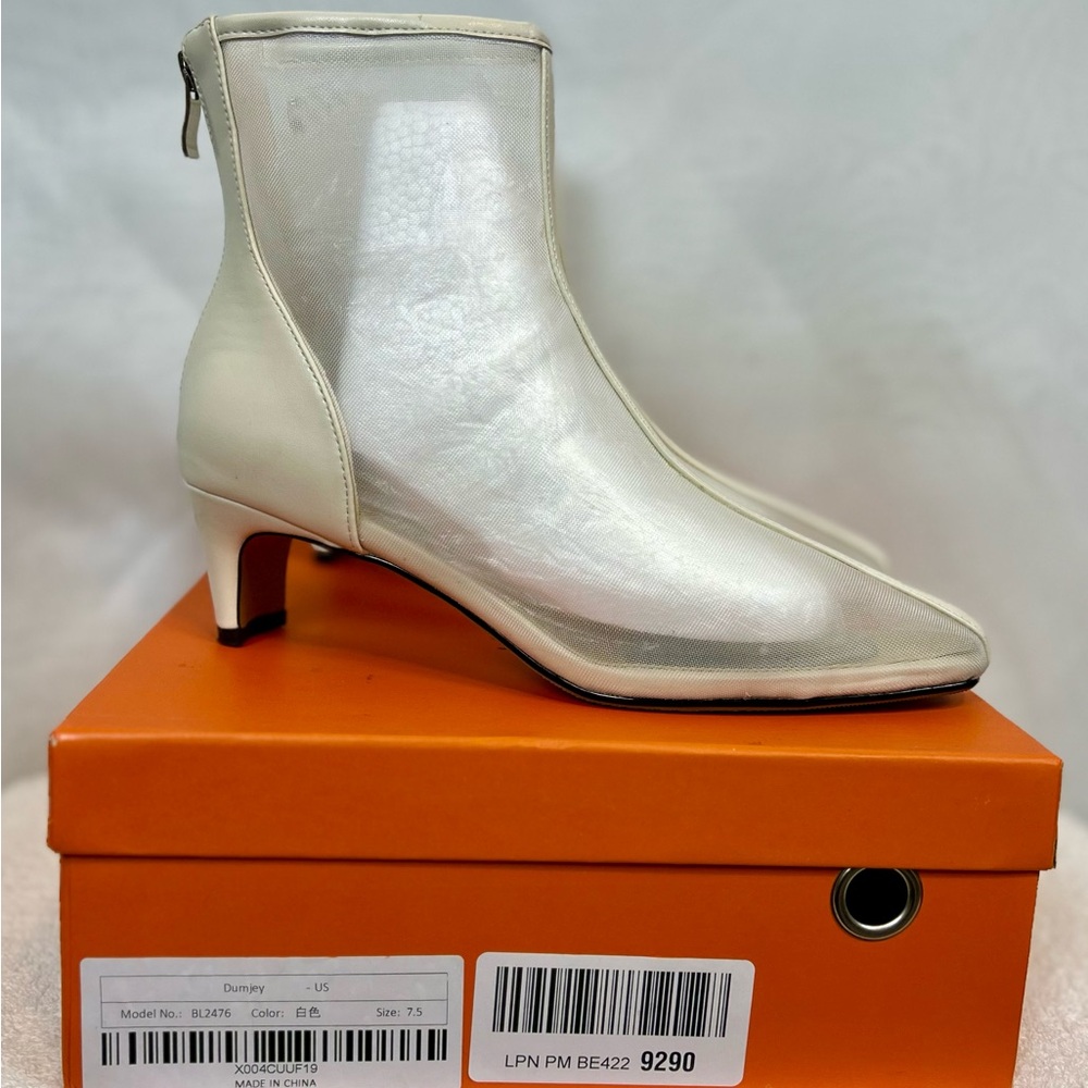 New Women Mesh Pointed Toe Kitten Heel Ankle Boots / size 7.5